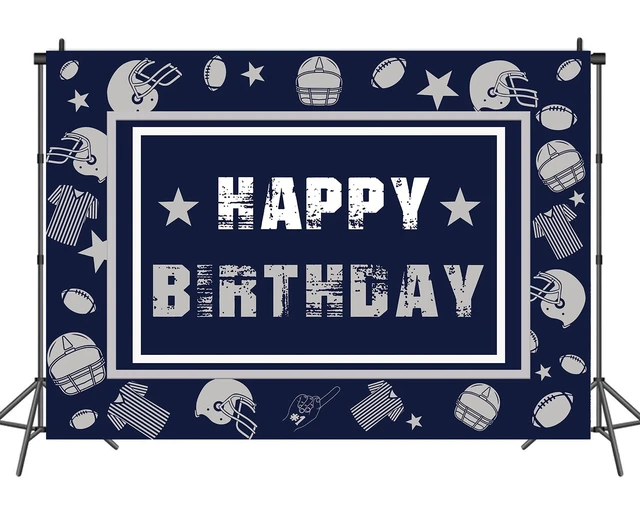 Alt view image 3 of 7 - Football Backdrop for Birthday Party Navy Blue Helmet Cowboy Background 8x6ft Football Happy Birthday Party Decorations Banner, Football Theme Backdrop, Sports Fans Party Supplies Photo Props