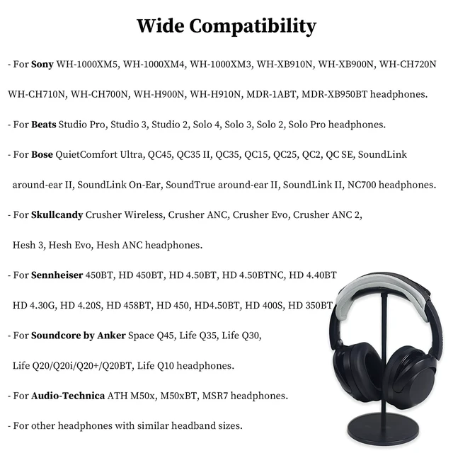 Alt view image 2 of 7 - Headphone Headband Cover for Skullcandy Sony Bose Soundcore JBL for JBL Jabra Beats HyperX ATH JLab Nothing Sonos, for Skullcandy Crusher & Bose QuietComfort Series, with Hanging Loop