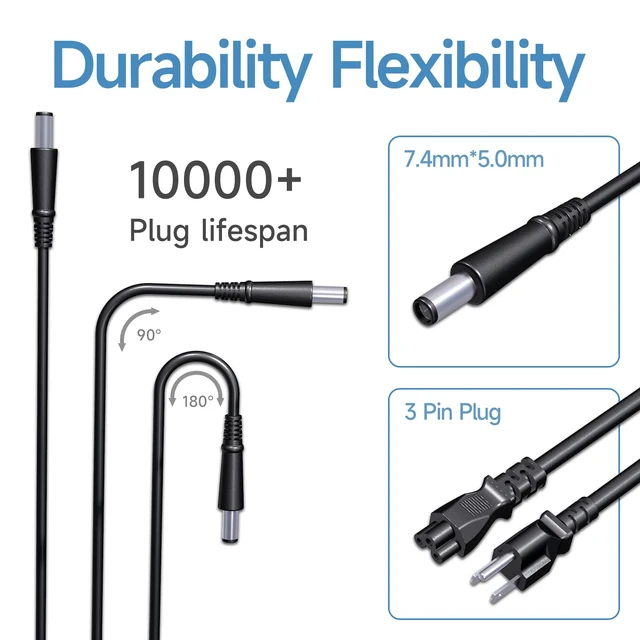 Alt view image 4 of 7 - 180W Dell Laptop Charger 19.5V 9.23A 7.4mm, G5 G7 Alienware M15 M17 Replacement for DA180PM111 ADP-180MB FA180PM111, G3 3579, G5 5515 5587 5590, G7 7588 7590 7790, Precision 7520 7530, 180-watt
