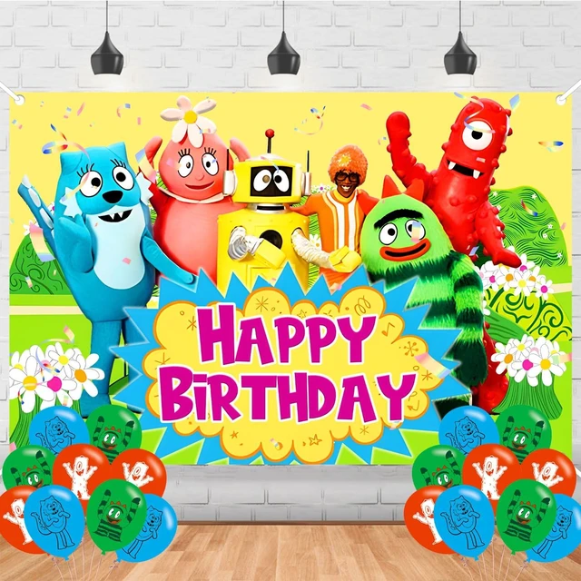 Main image of Yo Gabba Birthday Banner 5x3ft Photo Background Cartoon Gabba Happy Birthday Party Supplies Decorations