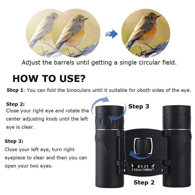 Alt view image 4 of 6 - 8x21 Compact Binoculars for Adults Teens, Mini Small Full Optical Binoculars for Bird Watching Opera Hiking Hunting Travel Concert (Black)