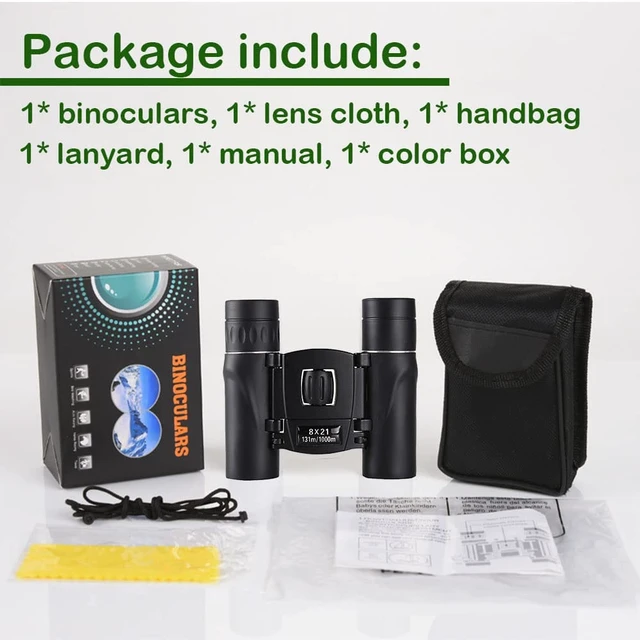 Alt view image 5 of 6 - 8x21 Compact Binoculars for Adults Teens, Mini Small Full Optical Binoculars for Bird Watching Opera Hiking Hunting Travel Concert (Black)
