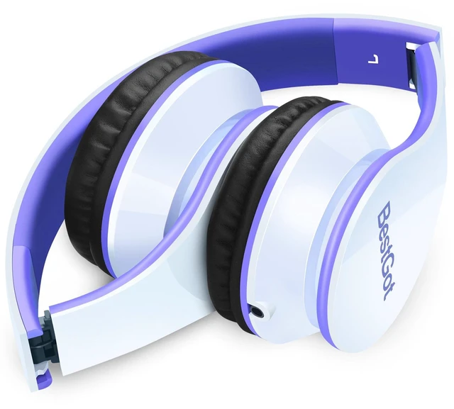 Alt view image 3 of 7 - Kids Headphones for Kids with Removable Cord volume Limited 95dB White/Blue Children's headphones, perfect and comfortable