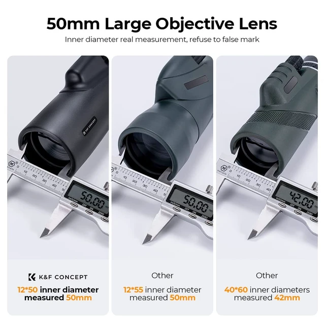 Alt view image 3 of 7 - 12X50 HD Monoculars, Monoculars Telescope for Adults with BAK4 Prism & FMC Lens, Waterproof Monocular Scope with Dual Focus for Bird Watching Hunting Wildlife Hiking Traveling