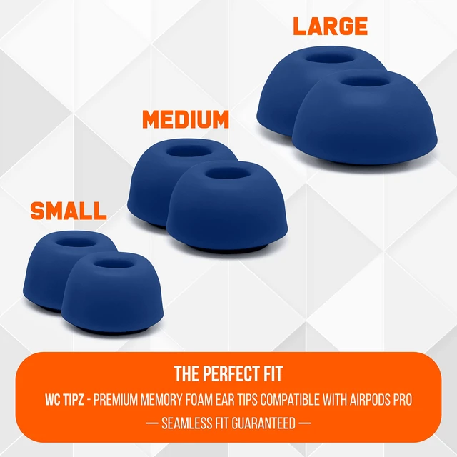 Alt view image 4 of 7 - TipZ - Upgraded Memory Foam Ear Tips for Airpods Pro Made by Wicked Cushions Improved Comfort, Tighter Seal & Better Foam Rebound, Fits in Charging Case Wicked Navy Blue