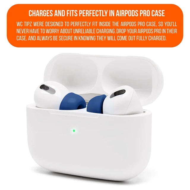 Alt view image 6 of 7 - TipZ - Upgraded Memory Foam Ear Tips for Airpods Pro Made by Wicked Cushions Improved Comfort, Tighter Seal & Better Foam Rebound, Fits in Charging Case Wicked Navy Blue