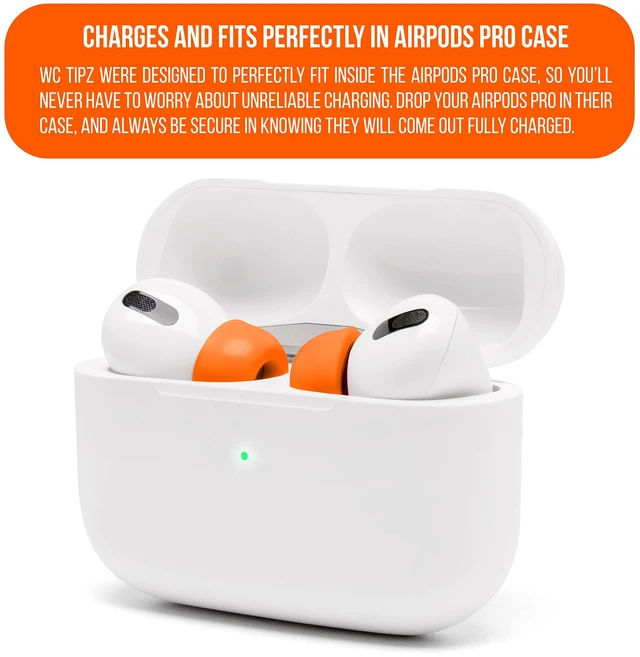 Alt view image 5 of 7 - TipZ - Upgraded Memory Foam Ear Tips for Airpods Pro Made by Wicked Cushions Improved Comfort, Tighter Seal & Better Foam Rebound, Fits in Charging Case Wicked Orange