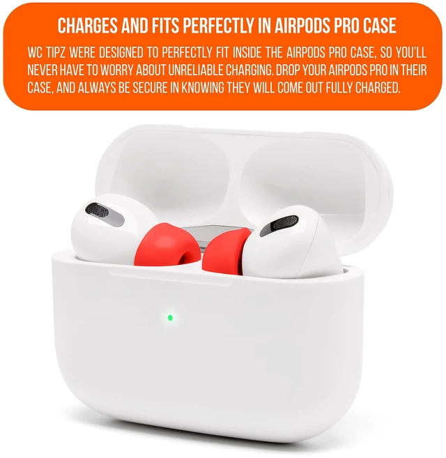 Alt view image 5 of 7 - TipZ - Upgraded Memory Foam Ear Tips for Airpods Pro Made by Wicked Cushions Improved Comfort, Tighter Seal & Better Foam Rebound, Fits in Charging Case Wicked Red