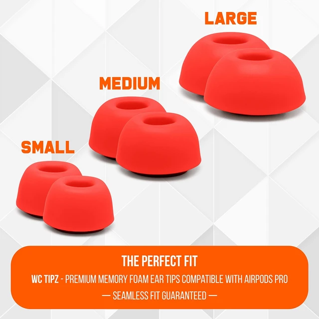 Alt view image 3 of 7 - TipZ - Upgraded Memory Foam Ear Tips for Airpods Pro Made by Wicked Cushions Improved Comfort, Tighter Seal & Better Foam Rebound, Fits in Charging Case Wicked Red
