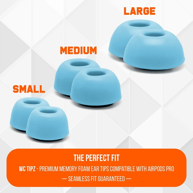 Alt view image 3 of 7 - TipZ - Upgraded Memory Foam Ear Tips for Airpods Pro Made by Wicked Cushions Improved Comfort, Tighter Seal & Better Foam Rebound, Fits in Charging Case Wicked Light Blue