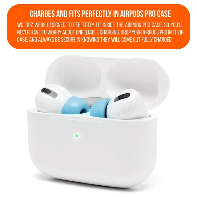 Alt view image 5 of 7 - TipZ - Upgraded Memory Foam Ear Tips for Airpods Pro Made by Wicked Cushions Improved Comfort, Tighter Seal & Better Foam Rebound, Fits in Charging Case Wicked Light Blue
