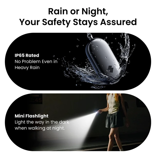 Alt view image 6 of 7 - 130 dB Personal Safety Alarm for Women with Apple Find My APP, Extra-Loud Siren & Strobe Light, Waterproof Self Defense Keychain for Women, College Girls and Kids (White)