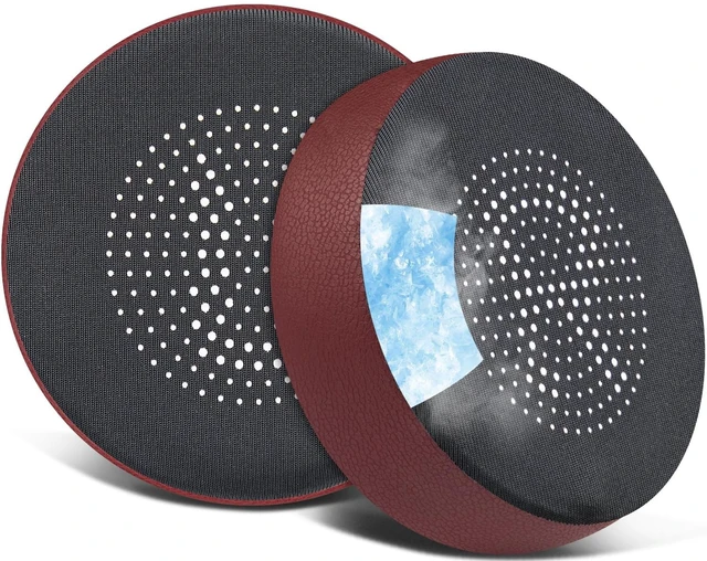 Main image of Cooling Gel Earpads Replacement for Jabra Evolve 75(75UC 75MS 75SE) Stereo Wireless Bluetooth Headset, Ear Pads Cushions with High-Density Noise Isolation Foam - Burgundy