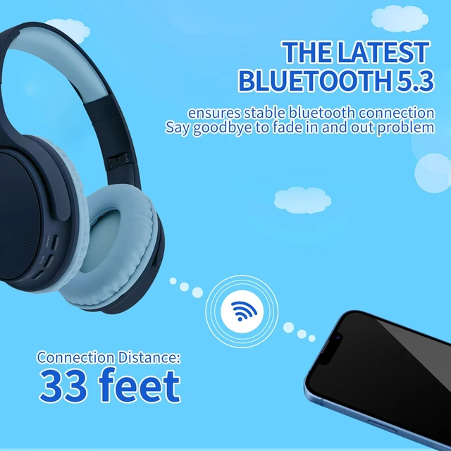 Alt view image 5 of 7 - Kids Wireless Headphones, Bluetooth Toddler Headphones,Over Ear Isolation Headphone Foldable with Built-in Mic for Cell Phones TV Tablet School Network Boys Girls (e6 Blue)