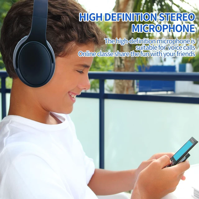 Alt view image 6 of 7 - Kids Wireless Headphones, Bluetooth Toddler Headphones,Over Ear Isolation Headphone Foldable with Built-in Mic for Cell Phones TV Tablet School Network Boys Girls (e6 Blue)