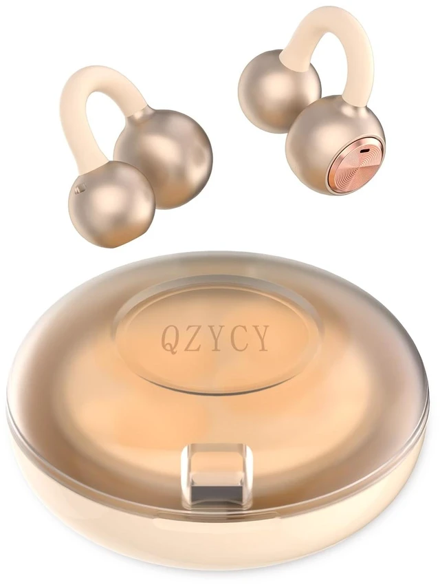 Main image of Clip On Earbuds Open Ear Headphones - No Hurt Ears, Wireless 5.4 Earphone with Mic, 40H Playtime, Premium Audio, Charging Case Lighting Effects, for Office, Sports, Gold - DL3