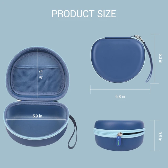 Alt view image 3 of 6 - Kids Headphone Case for ICLEVER BTH12/BTH26/HS19,JoySpark,EarFun, Blue Storage Case for AILIHEN,Acer KIDS,Candy Bila,Botesty Sound,MIDOLA,Botesty Sound,awatrue,IMYB, with Mesh Pocket & Hand Strap