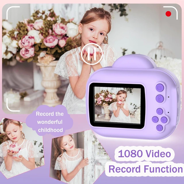 Alt view image 3 of 7 - Kids Camera Toys, Instant Print Camera for Kids, Toddler Cameras for Girls Boys,1080P HD Digital Cameras, Portable Travel Toys for Girls 4 5 6 7 8 9 10 Year Old with SD Card (Purple)