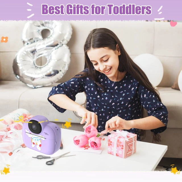 Alt view image 7 of 7 - Kids Camera Toys, Instant Print Camera for Kids, Toddler Cameras for Girls Boys,1080P HD Digital Cameras, Portable Travel Toys for Girls 4 5 6 7 8 9 10 Year Old with SD Card (Purple)