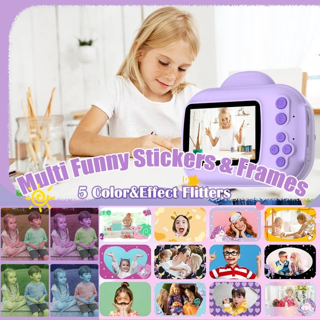 Alt view image 5 of 7 - Kids Camera Toys, Instant Print Camera for Kids, Toddler Cameras for Girls Boys,1080P HD Digital Cameras, Portable Travel Toys for Girls 4 5 6 7 8 9 10 Year Old with SD Card (Purple)