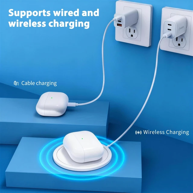 Alt view image 3 of 7 - Wireless Charging Case Replacement Compatible with AirPods 3th Generation, and Bluetooth Pairing Sync Button-(No Earbuds)