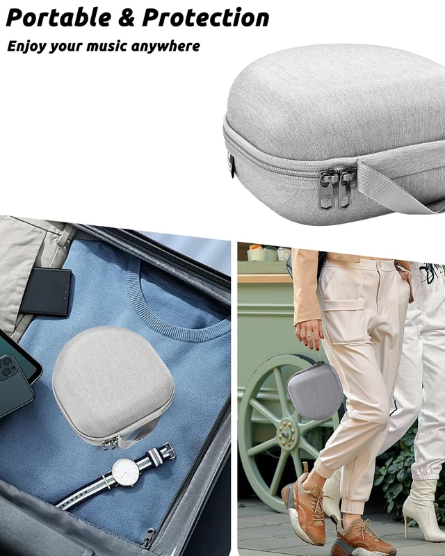 Alt view image 5 of 7 - Hard Storage Case Compatible with BERIBES, for TOZO, for KVIDIO, for Beats Over-Ear Headphones and More Headset, Travel Carrying Bag.(for Sale is Case Only) - Gray(Gray Lining)