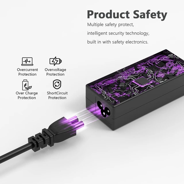 Alt view image 2 of 6 - 65W 4.5mm AC Adapter Compatible with Dell 16 15 14 Laptop DC16255 DC16251 DC16250 DC16256 DC15250 DC15255 DC14250 DC14255 Pro 14 16 PC14250 PC14255 PC16250 PC16255