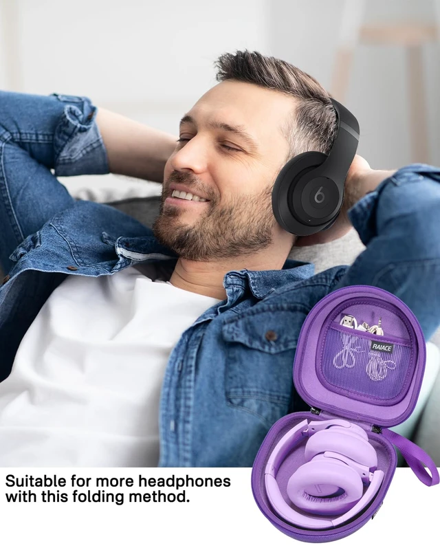 Alt view image 7 of 7 - Hard Storage Case Compatible with BERIBES, for TOZO, for KVIDIO, for Beats Over-Ear Headphones and More Headset, Travel Carrying Bag.(for Sale is Case Only) - Purple