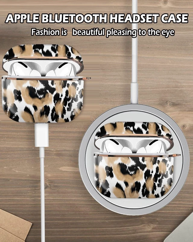 Alt view image 5 of 6 - Compatible with AirPod Pro 2nd/1st Generation Case Cover Protective Shockproof Hard Cover Shell with Rose Gold Keychain, Case for Girl Women Men (Animals Leopard)