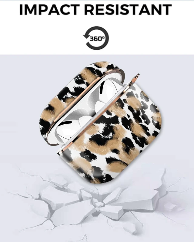 Alt view image 6 of 6 - Compatible with AirPod Pro 2nd/1st Generation Case Cover Protective Shockproof Hard Cover Shell with Rose Gold Keychain, Case for Girl Women Men (Animals Leopard)