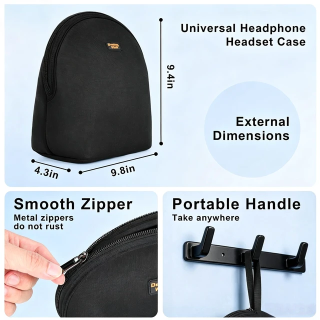 Alt view image 4 of 7 - Soft Headphone Case Bag, Large Headset Carrying Storage Bag Lightweight Headphone Pouch Compatible with JBL Tune & Live/Sony WH-CH520 510 720/ Sony MDR-ZX/Bose QuietComfort/JLab/BERIBES