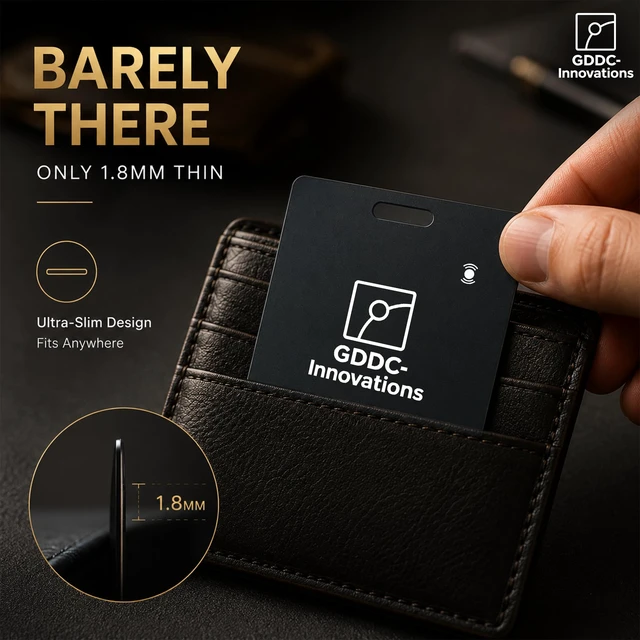 Alt view image 3 of 7 - Tracker Card Rechargeable Apple Find My & Android Ultra-Thin Design IP68 Waterproof Smart Tracking Ideal for Wallets, Passports & Luggage Black