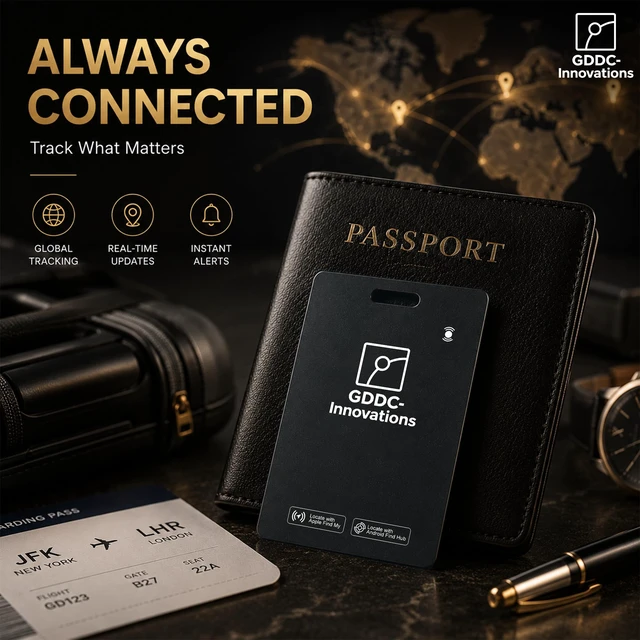 Alt view image 4 of 7 - Tracker Card Rechargeable Apple Find My & Android Ultra-Thin Design IP68 Waterproof Smart Tracking Ideal for Wallets, Passports & Luggage Black
