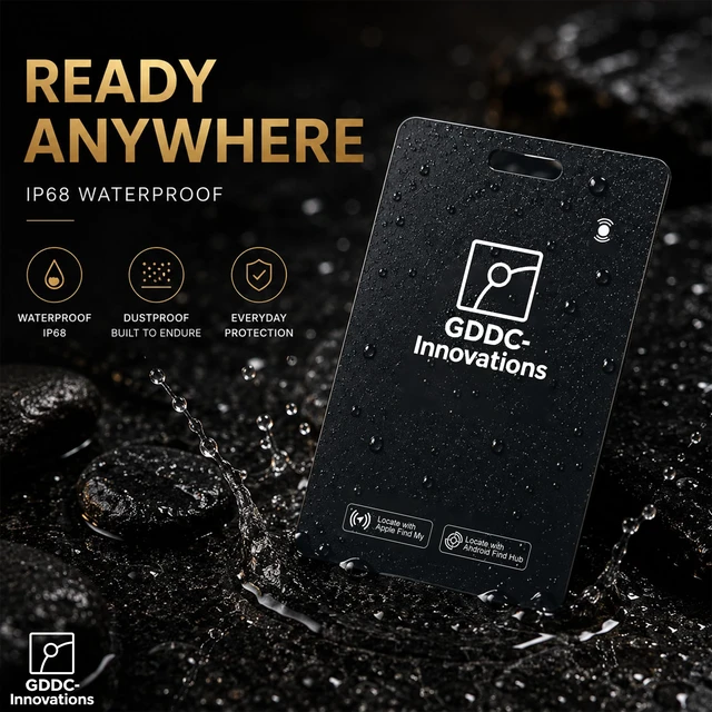 Alt view image 6 of 7 - Tracker Card Rechargeable Apple Find My & Android Ultra-Thin Design IP68 Waterproof Smart Tracking Ideal for Wallets, Passports & Luggage Black
