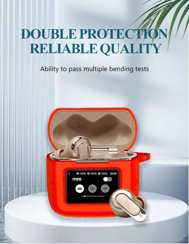 Alt view image 5 of 7 - Case for JBL Tour Pro 3 - True Wireless Noise Cancelling Earbuds, Soft Silicone Protective Portable Scratch Shock Resistant with 2pack Screen Protector &Cleaner Kit & Carabiner & LanyardRed