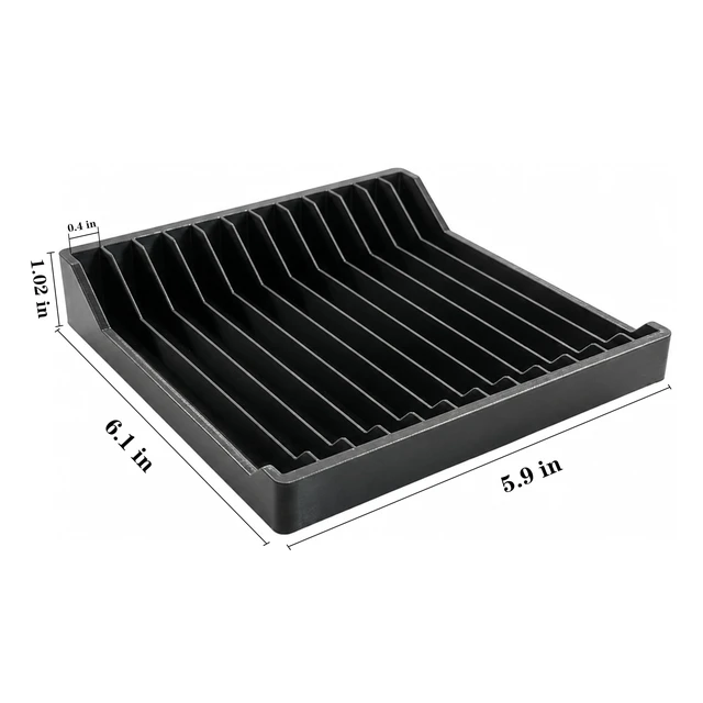 Alt view image 4 of 7 - 4 Pack CD Holder, Matte Black Vinyl-Style CD Storage Organizer for 24 Discs, Media Rack with No-Tip Ends, CD Display Stand for Shelf, Desk, Tower, Home Office or Media Room (4 PACK)