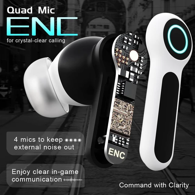Alt view image 3 of 7 - G07 Wireless Earbuds with RGB LED Light, Gaming Earbuds with 40ms Low Latency, Dual Game and Music Mode Earphones, Wireless Headphones with 50 Hours Worktime, IPX5 Waterproof Quad Mic ENC