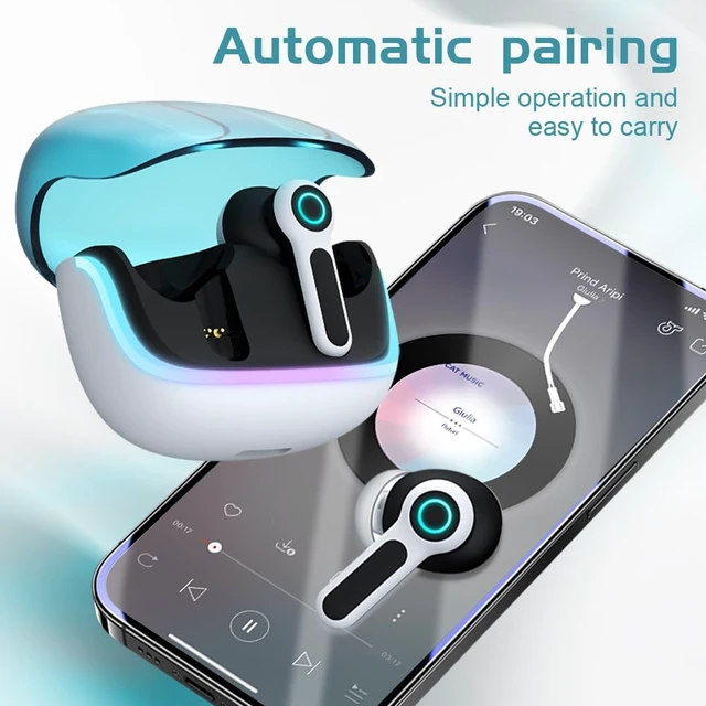 Alt view image 6 of 7 - G07 Wireless Earbuds with RGB LED Light, Gaming Earbuds with 40ms Low Latency, Dual Game and Music Mode Earphones, Wireless Headphones with 50 Hours Worktime, IPX5 Waterproof Quad Mic ENC