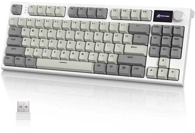 Main image of RK86 RGB 75% Wireless Gasket Mechanical Keyboard,Triple Mode Bluetooth5.0/2.4G/USB-C 82 Keys Hot Swappable Gaming Keyboard 4000 mAH Battery w/Knob & 1.2'' HD OLED Display,Linear Switches