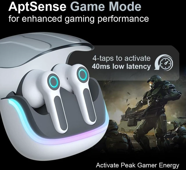 Alt view image 2 of 7 - G07 Wireless Earbuds with RGB LED Light Gaming Earbuds with 40ms Low Latency Dual Game and Music Mode Earphones Wireless Headphones with 50 Hours Worktime IPX5 Waterproof (White Gray)