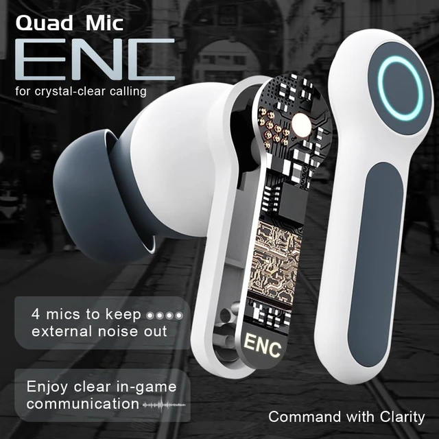 Alt view image 3 of 7 - G07 Wireless Earbuds with RGB LED Light Gaming Earbuds with 40ms Low Latency Dual Game and Music Mode Earphones Wireless Headphones with 50 Hours Worktime IPX5 Waterproof (White Gray)
