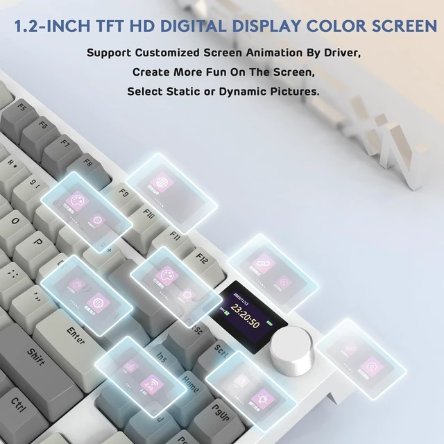 Alt view image 4 of 7 - RK86 RGB 75% Wireless Gasket Mechanical Keyboard,Triple Mode Bluetooth5.0/2.4G/USB-C 82 Keys Hot Swappable Gaming Keyboard 4000 mAH Battery w/Knob & 1.2'' HD OLED Display,Linear Switches