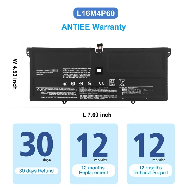 Alt view image 6 of 7 - 81Wh L16M4P60 Laptop Battery for Lenovo Yoga 920 13IKB/Flex Pro/6 Pro 920-13IKB,920-131KB,920-13IKB-80Y7/80Y8/81TF, Ideapad Flex Pro-13IKB, Yoga 6 Pro 13IKB, L16C4P61,5B10N01565,5B10W67249