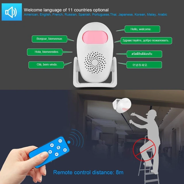 Alt view image 7 of 7 - Motion Detector Alarm Indoor Motion Sensor Alarm with Remote Control 110dB 4 Volume Levels Motion Detector Alert for Home Shop Store (1 Motion Detector, 1 Remote Control)