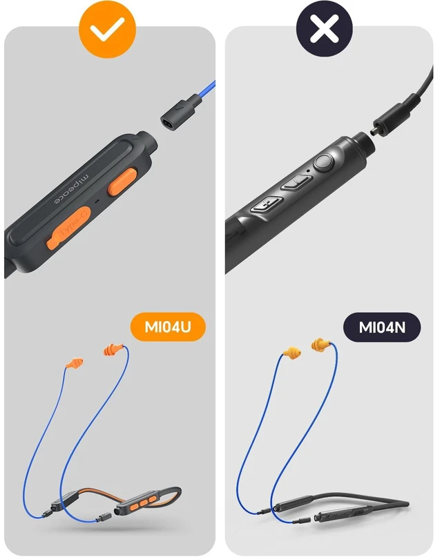 Alt view image 3 of 7 - 2pcs Replacement Earbuds Cable for Model#MI04U Work Earbuds Bluetooth Earplug Headphones (Blue & Orange)