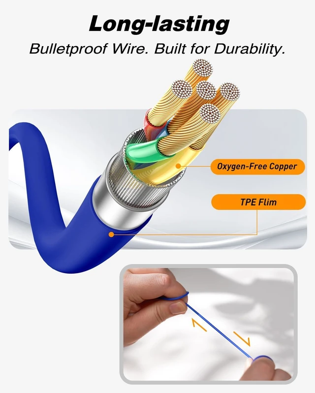 Alt view image 5 of 7 - 2pcs Replacement Earbuds Cable for Model#MI04U Work Earbuds Bluetooth Earplug Headphones (Blue & Orange)