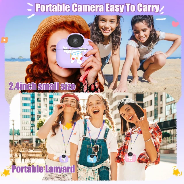 Alt view image 6 of 7 - Kids Camera Toys, Instant Print Camera for Kids, Toddler Cameras for Girls Boys,1080P HD Digital Cameras, Portable Travel Toys for Girls 4 5 6 7 8 9 10 Year Old with SD Card (Purple)