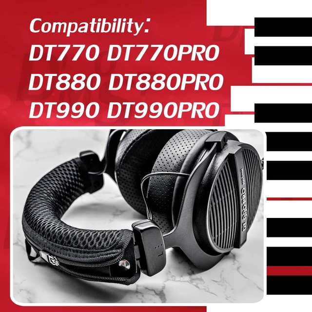 Alt view image 5 of 7 - DT990 Protective Headband Cover Compatible with DT990, DT990 PRO, DT880, DT880 PRO, DT770, DT770 PRO, I Washable Breathable Mesh Fabric (Black)