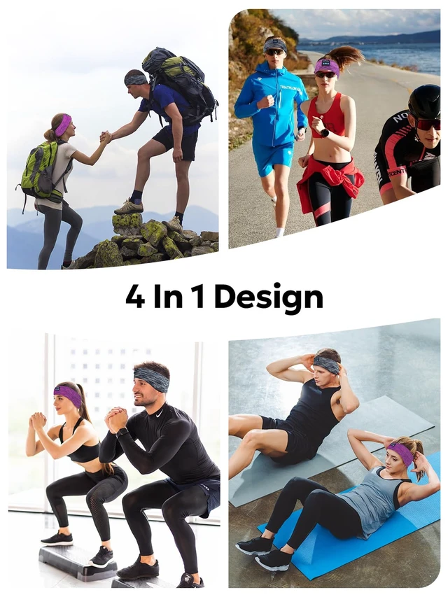 Alt view image 6 of 7 - 2-Pack Bluetooth Headband Headphones, Wireless Sports Headband, Washable Music Headband with Secure Fit for Running, Workout, Gym, Yoga, Sleep Headphones for Side Sleepers- Great Gift