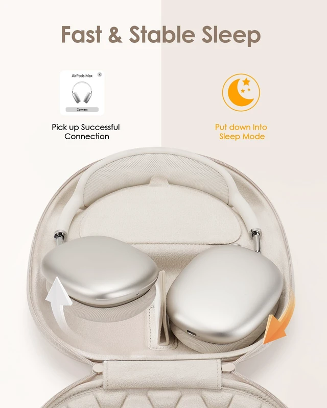 Alt view image 2 of 7 - Yinke Smart Case for AirPods Max 2/ AirPods Max - Super-Slim Hard Shell & Fast Sleep Mode, Portable Travel Organizer with Honeycomb Lid Protection (Starlight)
